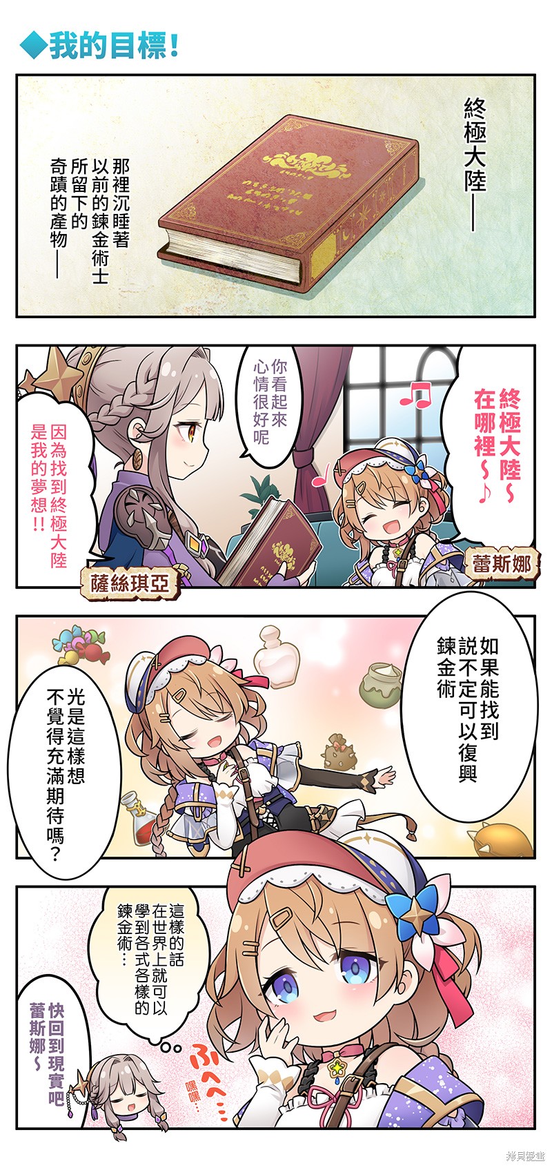 蕾斯莱莉娅娜的炼金工坊：忘却的链金术与极夜的解放者~四格漫画漫画01话